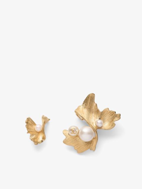 JIMMY CHOO Wave Pearl Earrings White Gold-Finish Metal Earrings with Pearl Embellishments