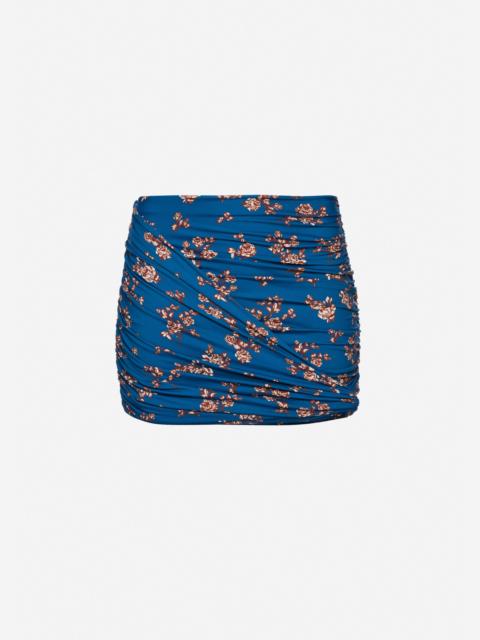 MAGDA BUTRYM Draped mini swim skirt in blue floral print