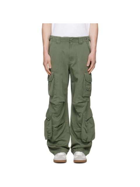 Balmain Khaki Cotton Linen Cargo Pants