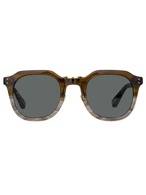 FLETCHER ANGULAR SUNGLASSES IN CARAMEL HORN