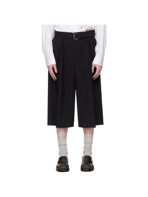 Dries Van Noten Black Wool Mohair Shorts