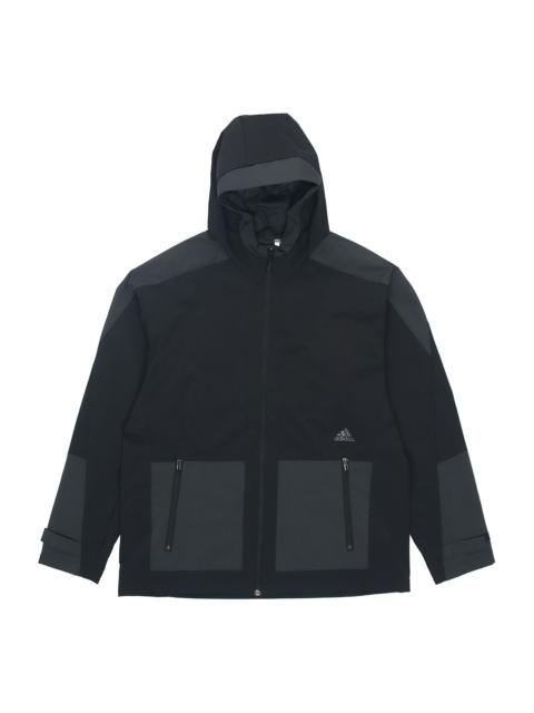 adidas adidas Sports Training Woven Windproof hooded Logo Jacket Black H40220
