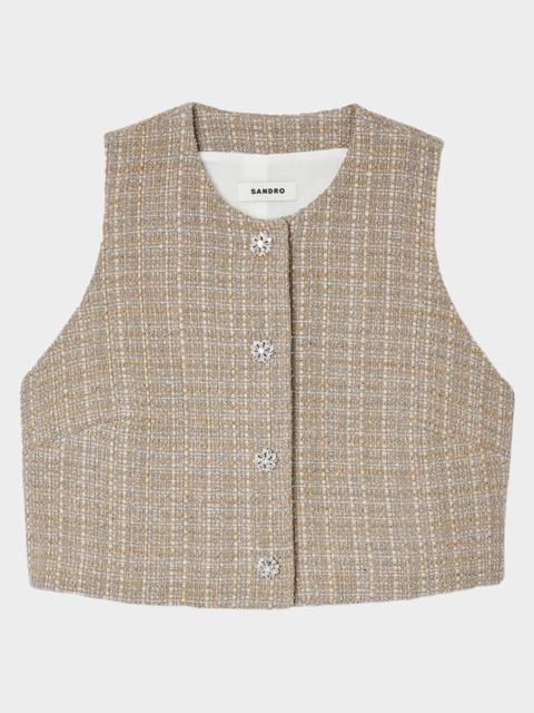 Sandro Javier Tweed Crop Top