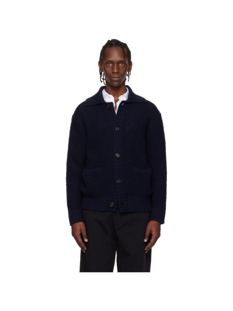 BOSS Navy Spread Collar Cardigan