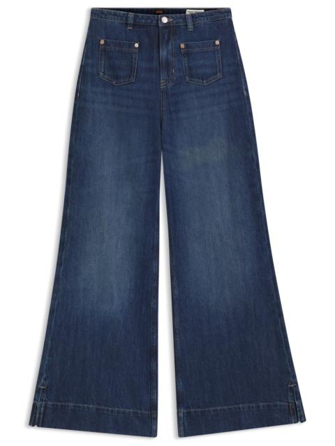 BOSS FLARED-FIT JEANS IN BLUE DENIM
