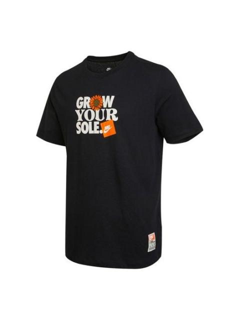 Nike Nike Sportswear 알파벳 꽃 인쇄 둥근 목 캐주얼 짧은 소매 검정 DQ1038-010