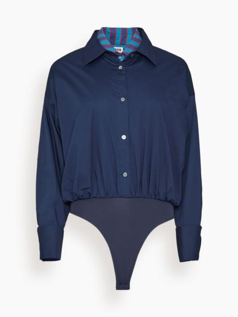 STAUD Uptown Bodysuit in Navy/Potter Stripe