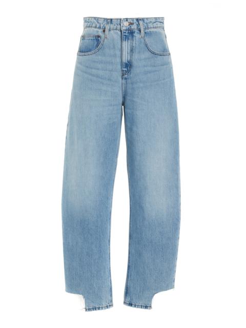 Rigid High-Rise Long Barrel-Leg Jeans blue