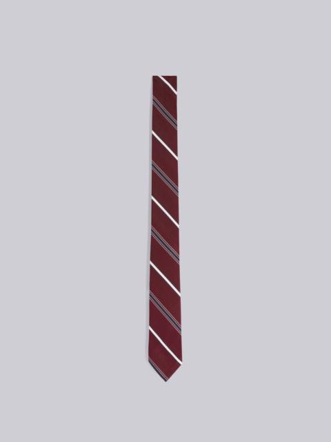 Thom Browne Dark Red Silk and Cotton Jacquard Alternating Stripe Classic Tie
