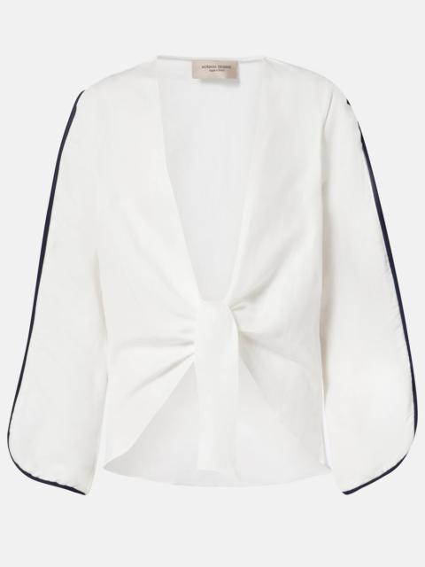 ADRIANA DEGREAS Bicolor linen-blend top