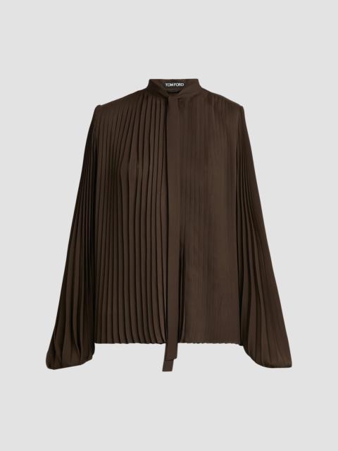 TOM FORD Women's Pleated Pussybow Blouse - Musk