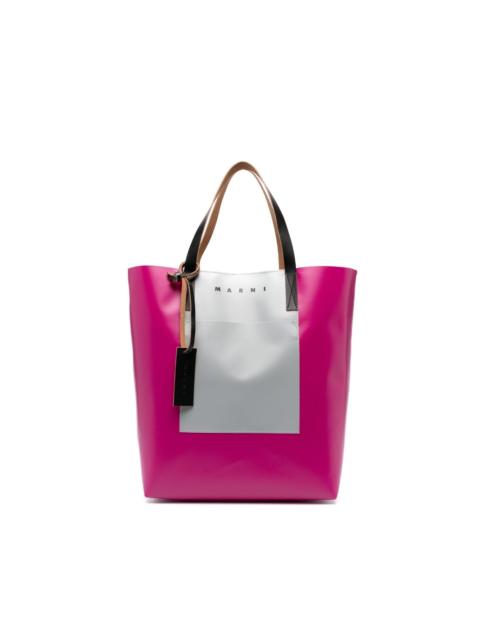 Marni engraved-logo panelled tote