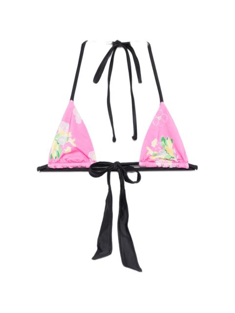 Frankies Bikinis Frankies Bikinis Coastal Floral-print Tied Bikini Top