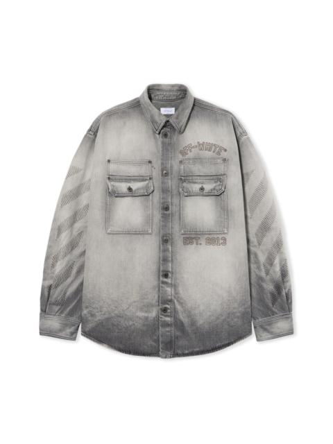 Off-White Diagonal Embroidered Denim Military Overshirt