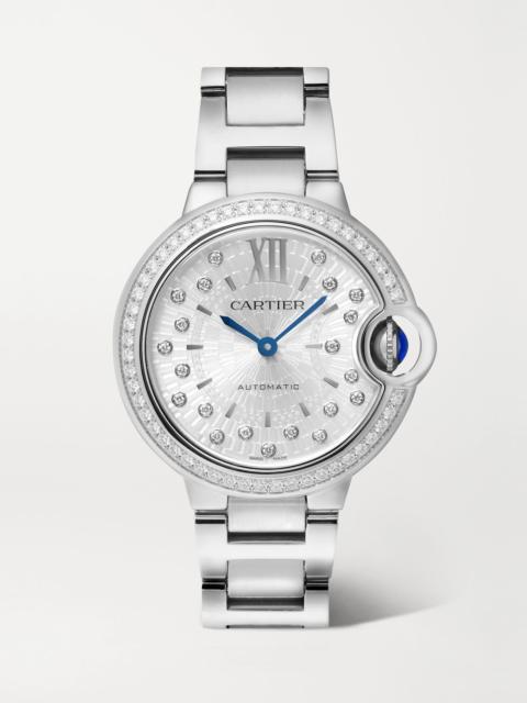 Cartier Ballon Bleu de Cartier automatic stainless steel diamond watch White