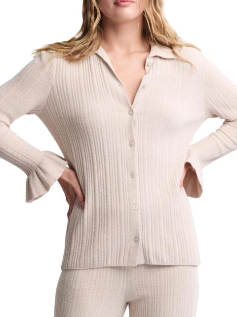 Barefoot Dreams Women's ​CozyChic Ultra Lite Ribbed Ruffle Cuff Sweater - Stone