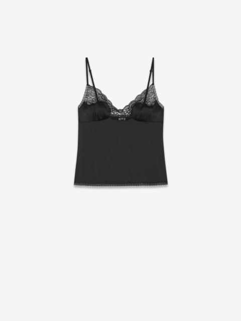 SAINT LAURENT top in crepe satin and lace