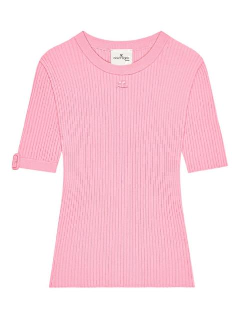 courrèges buckle-sleeve ribbed T-shirt