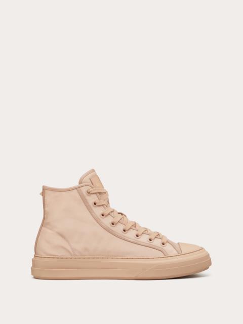 Valentino TOTALOOP NYLON AND LEATHER HIGH-TOP SNEAKER