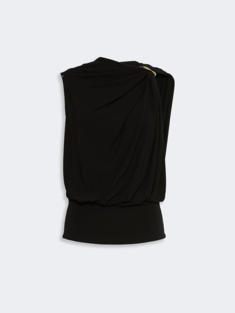 Sportmax LACUNA Draped fluid jersey top - BLACK