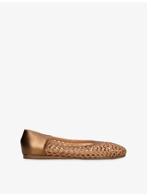 ANCIENT GREEK SANDALS Aeropi Leather And Raffia Ballet Pumps