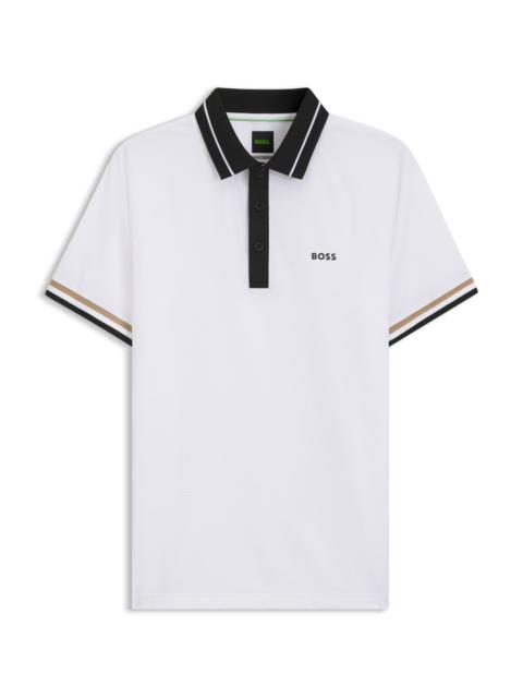 BOSS ACTIVE SLIM-FIT POLO SHIRT WITH BRANDED DETAILS
