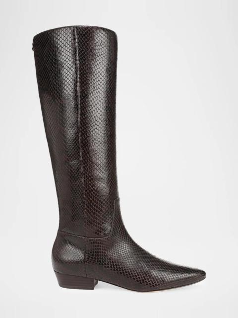 VERONICA BEARD Gabrielle Snake-Embossed Leather Knee-High Boots