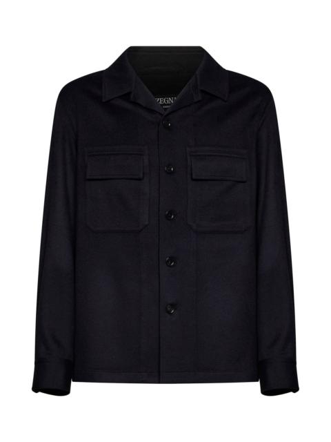 ZEGNA Blue Oasi Cashmere Alba overshirt