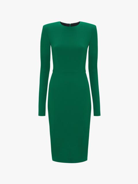 Victoria Beckham Long Sleeve T-Shirt Fitted Dress in Emerald