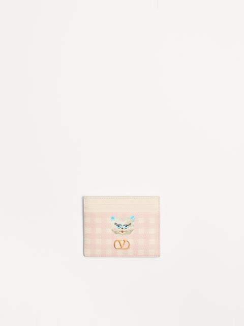 Valentino VLOGO SIGNATURE LE CHAT DE LA MAISON CARDHOLDER IN GRAINY CALFSKIN