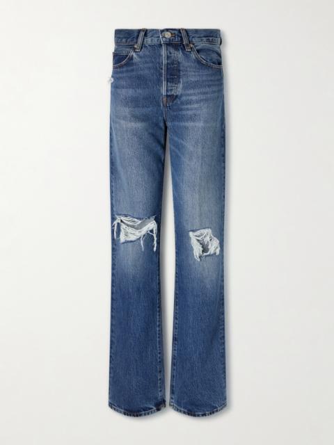 FRAME The Vertical Distressed-detail Straight-leg Jeans