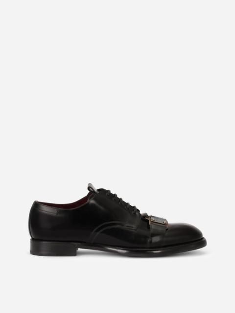 Dolce & Gabbana Brushed calfskin Derby shoes with branded plate