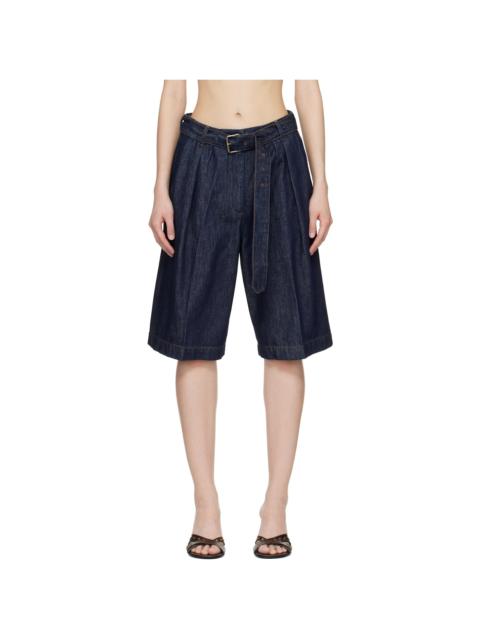 Dries Van Noten Blue Belted Denim Shorts