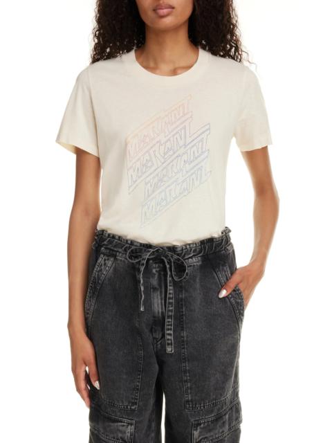 Isabel Marant Étoile Ziliani Distressed Cotton Logo Graphic T-Shirt