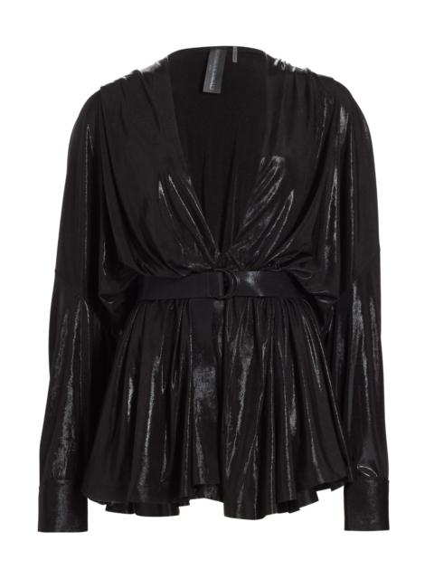 NORMA KAMALI Women's Draped Plunge Coated Minidress - Black