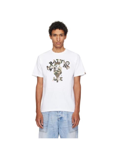 A BATHING APE® White Map Camo College Milo T-shirt