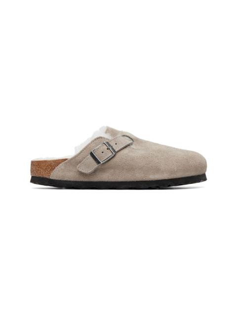BIRKENSTOCK Gray Narrow Boston Shearling Loafers