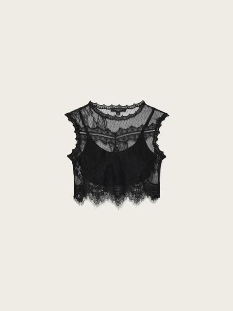 ALLSAINTS ELIZA SHEER LACE CROPPED TANK TOP