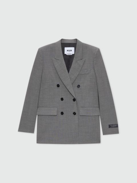 MSGM Grey melange double-breasted lightweight wool jacket