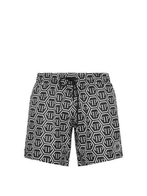 PHILIPP PLEIN monogram-print swim shorts