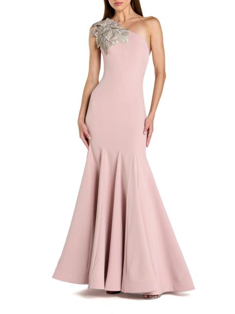 MAC DUGGAL Women's Seamed Crepe One-Shoulder Gown - Rose