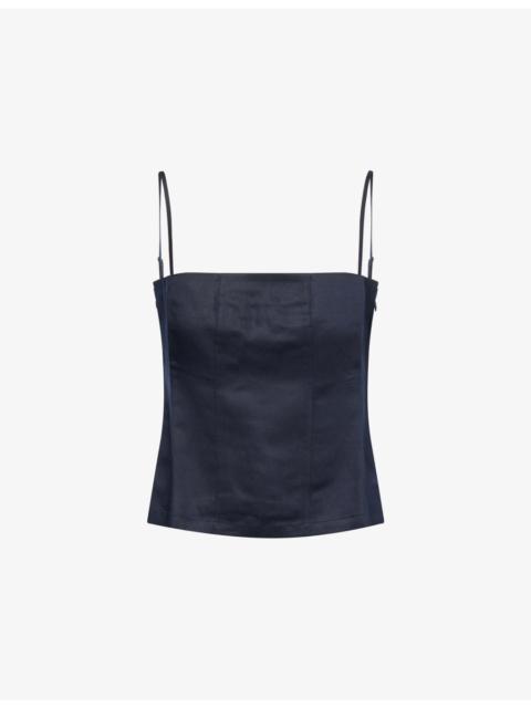 Jenni Kayne Kinney Spaghetti-Strap Linen-Blend Top