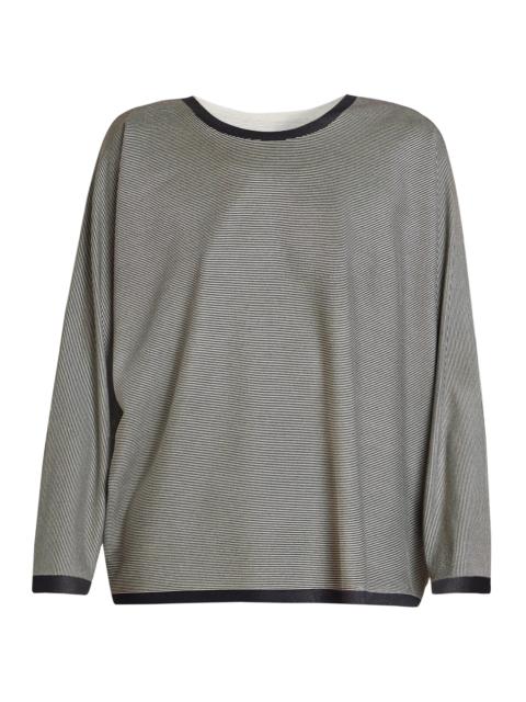 Pleats Please Issey Miyake Women's A-Poc Form Striped Blouse - Black