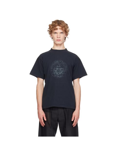 BALENCIAGA Black Standard Address Crest T-shirt