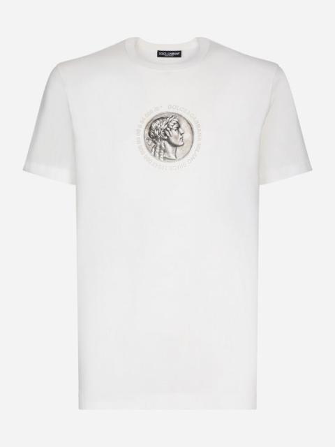 Coin and logo print cotton T-shirt