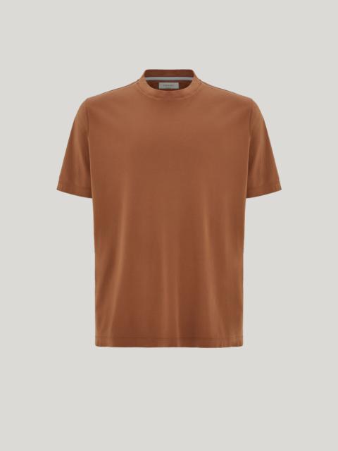 Canali LIGHT BROWN INTERLOCK JERSEY COTTON T-SHIRT