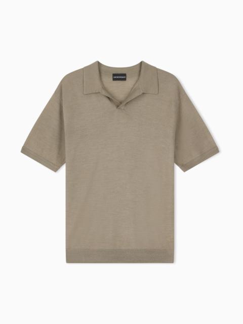 EMPORIO ARMANI VIRGIN WOOL AND SILK POLO NECK SWEATER