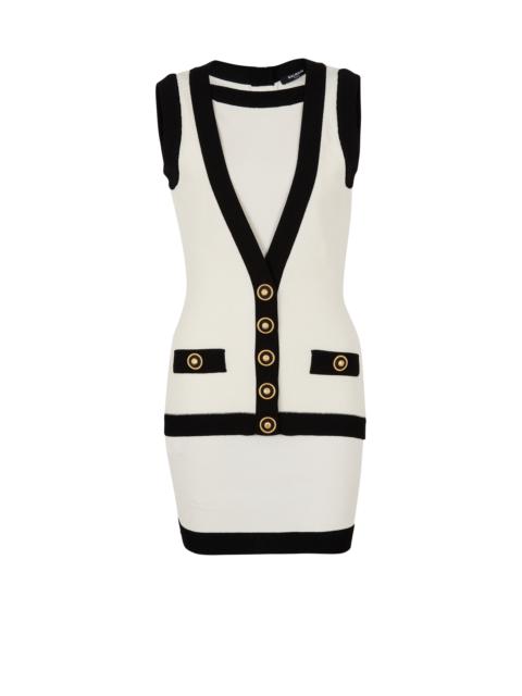 Balmain Two-tone knit dress with faux waistcoat design