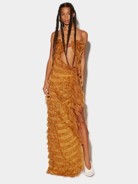 DSQUARED2 RUFFLED CUT-OUT GOWN DRESS