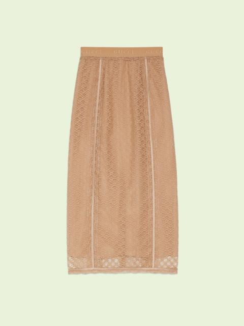 GUCCI GG net skirt with lace trims
